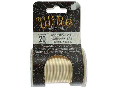 Wire Elements, 20 Gauge, Gold      Colour, Tarnish Resistant, Medium  Temper, 15yd13.72m