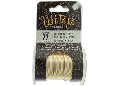 Wire Elements, 22 Gauge, Gold      Colour, Tarnish Resistant, Medium  Temper, 20yd18.29m