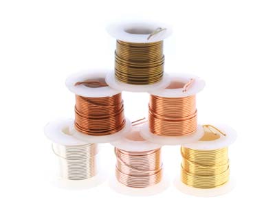 Wire Elements, 22 Gauge, Pack of 6  Assorted Colours, Tarnish           Resistant, Medium Temper, 4yd/3.66m - Standard Image - 2