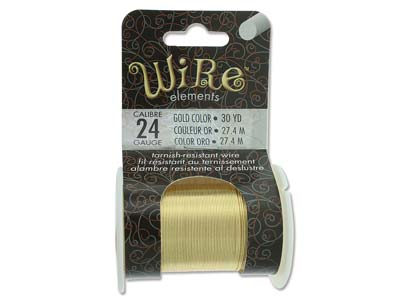Wire Elements, 24 Gauge, Gold      Colour, Tarnish Resistant, Medium  Temper, 30yd/27.43m - Standard Image - 1