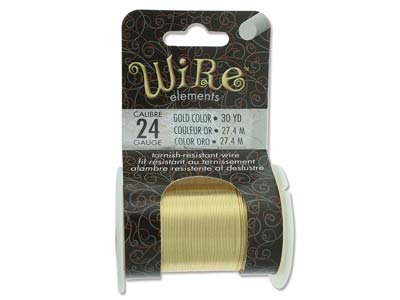 Wire Elements, 24 Gauge, Gold      Colour, Tarnish Resistant, Medium  Temper, 30yd27.43m