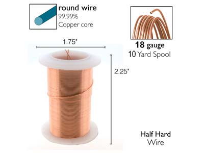 Wire Elements, 18 Gauge, Rose Gold Colour, Tarnish Resistant, Medium  Temper, 10yd/9.14m - Standard Image - 2