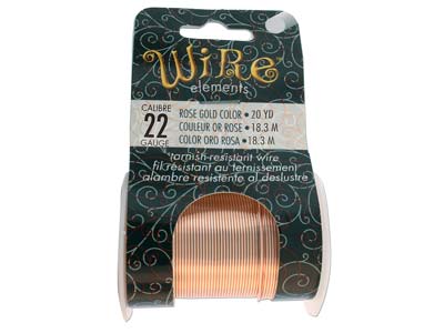 Wire Elements, 22 Gauge, Rose Gold Colour, Tarnish Resistant, Medium  Temper, 20yd18.29m