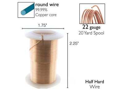 Wire Elements, 22 Gauge, Rose Gold Colour, Tarnish Resistant, Medium  Temper, 20yd/18.29m - Standard Image - 2