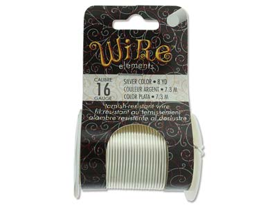 Wire Elements, 16 Gauge, Silver    Colour, Tarnish Resistant, Medium  Temper, 8yd/7.32m - Standard Image - 1
