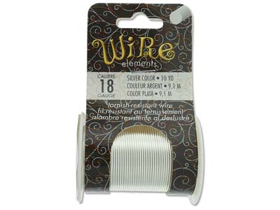 Wire Elements, 18 Gauge, Silver    Colour, Tarnish Resistant, Medium  Temper, 10yd9.14m