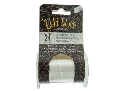 Wire Elements, 24 Gauge, Silver    Colour, Tarnish Resistant, Medium  Temper, 30yd27.43m