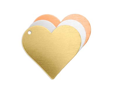 ImpressArt Brass Heart 19mm        Stamping Blank Pack of 5 Pierced   Hole - Standard Image - 2
