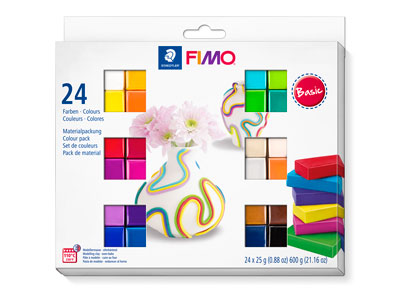 Fimo Soft Colour Pack Basic Multi  Pack of 24 X 25g Polymer Clay      Modelling Clay Blocks - Standard Image - 1