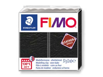 Fimo Leather Effect Black 57g      Polymer Clay Block Fimo Colour     Reference 909