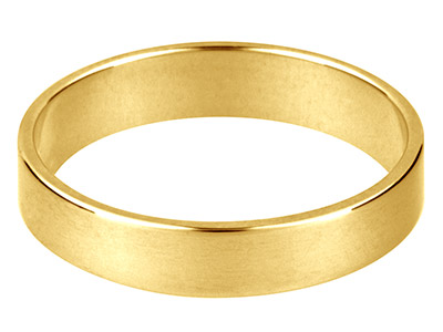 9ct Yellow Gold Flat Wedding Ring  5.0mm, Size Y, 4.5g Medium Weight, Hallmarked, Wall Thickness 1.09mm, 100 Recycled Gold