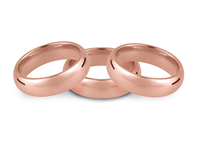 18r Court Wedding Ring 5.0mm, Size R, 8.1g Medium Weight, Hallmarked, Wall Thickness 1.98mm, 100%        Recycled Gold - Standard Image - 2