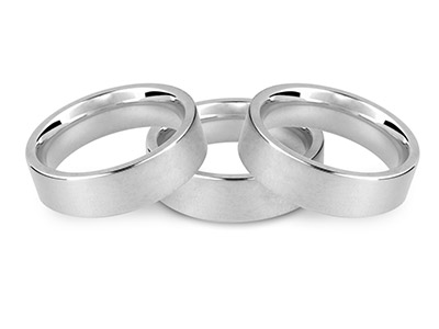 9ct White Gold Easy Fit            Wedding Ring 5.0mm, Size T, 6.6g   Medium Weight, Hallmarked, Wall    Thickness 1.75mm, 100% Recycled    Gold - Standard Image - 2