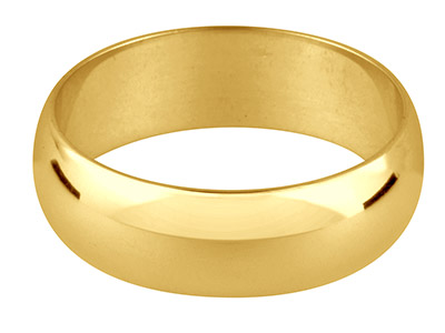 9ct Yellow Gold D Shape            Wedding Ring 6.0mm, Size X, 6.0g   Medium Weight, Hallmarked, Wall    Thickness 1.50mm, 100 Recycled    Gold