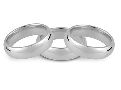18ct White Gold Court Wedding Ring 3.0mm, Size P, 4.0g Medium Weight, Hallmarked, Wall Thickness 1.54mm, 100% Recycled Gold - Standard Image - 2