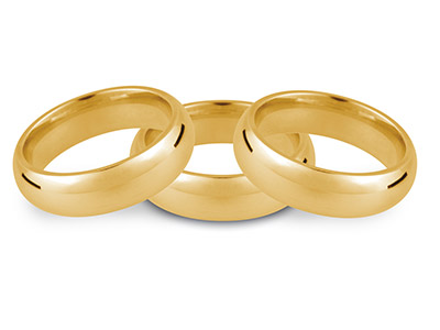 18ct Yellow Gold Court Wedding Ring 3.0mm, Size O, 3.9g Medium Weight,  Hallmarked, Wall Thickness 1.56mm,  100% Recycled Gold - Standard Image - 2
