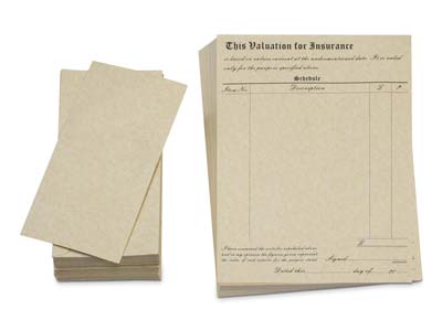 Parchment Valuation Form And       Envelope, Pack of 100, A4 Size