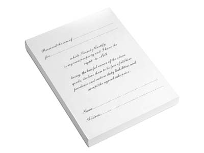 Right To Sell Pad, 100 Sheets,     17.5cm X 12.5cm