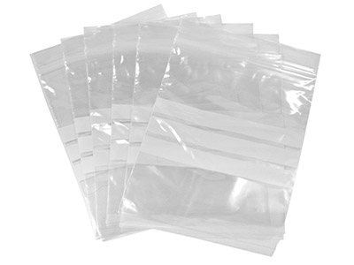 Plastic Bags With Write On Strips   XL 125x190mm Resealable Pack of 100