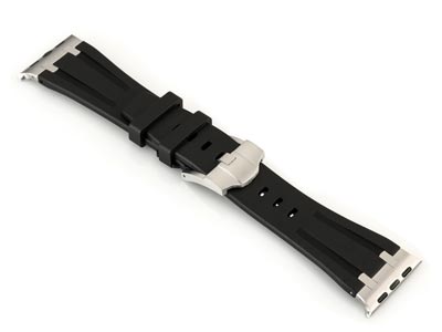 Black Silicone Strap For Apple     Watch, Compatible With 38/40/41mm  Models - Standard Image - 2