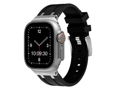 Black Silicone Strap For Apple     Watch, Compatible With             42444549mm Models