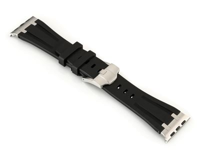 Black Silicone Strap For Apple     Watch, Compatible With             42/44/45/49mm Models - Standard Image - 2