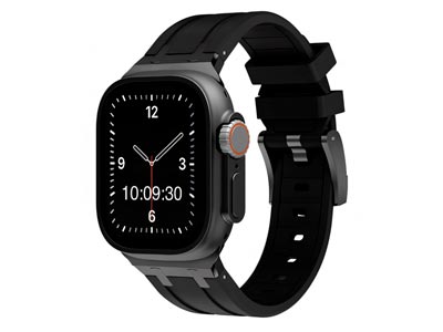 Black Silicone Strap For Apple     Watch, Compatible With 38/40/41mm  Models - Standard Image - 1