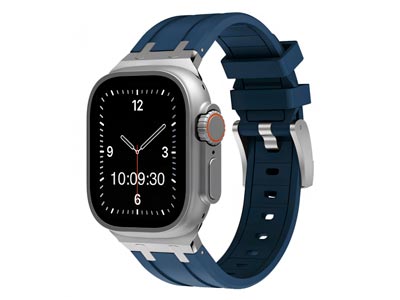 Blue Silicone Strap For Apple      Watch, Compatible With 38/40/41mm  Models - Standard Image - 1