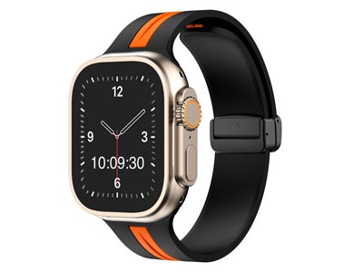 Black And Orange Dual Tone Silicone Strap For Apple Watch, Compatible   With 384041mm Models