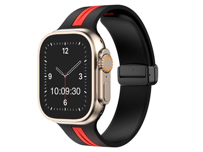 Black And Red Dual Tone Silicone   Strap For Apple Watch, Compatible  With 38/40/41mm Models - Standard Image - 1