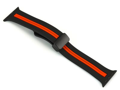 Black And Red Dual Tone Silicone   Strap For Apple Watch, Compatible  With 38/40/41mm Models - Standard Image - 2