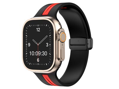 Black And Red Dual Tone Silicone   Strap For Apple Watch, Compatible  With 42/44/45/49mm Models - Standard Image - 1