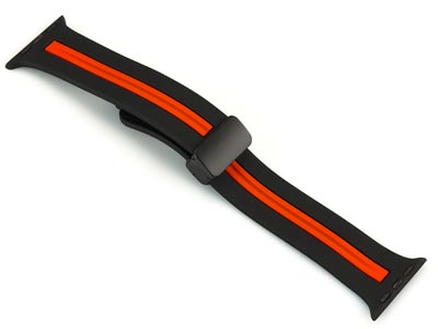 Black And Red Dual Tone Silicone   Strap For Apple Watch, Compatible  With 42/44/45/49mm Models - Standard Image - 2