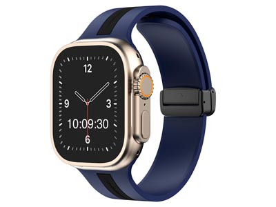 Navy And Black Dual Tone Silicone  Strap For Apple Watch, Compatible  With 38/40/41mm Models - Standard Image - 1