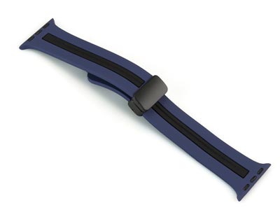 Navy And Black Dual Tone Silicone  Strap For Apple Watch, Compatible  With 38/40/41mm Models - Standard Image - 2