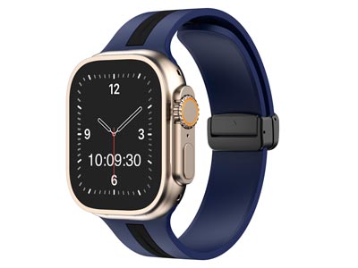Navy And Black Dual Tone Silicone  Strap For Apple Watch, Compatible  With 42/44/45/49mm Models - Standard Image - 1