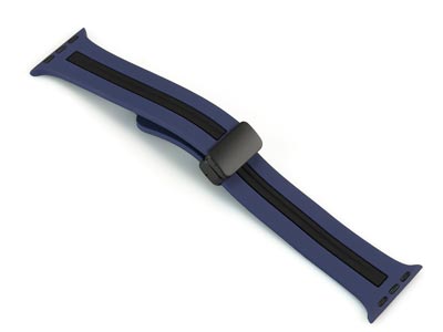 Navy And Black Dual Tone Silicone  Strap For Apple Watch, Compatible  With 42/44/45/49mm Models - Standard Image - 2