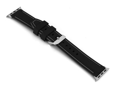 Black And Grey Dual Tone Silicone  Strap For Apple Watch, Compatible  With 38/40/41mm Models - Standard Image - 2