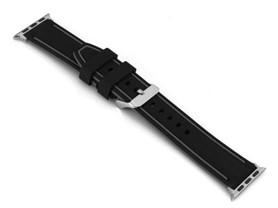 Black And Grey Dual Tone Silicone  Strap For Apple Watch, Compatible  With 42/44/45/49mm Models - Standard Image - 2