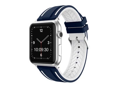 Navy And White Dual Tone Silicone  Strap For Apple Watch, Compatible  With 38/40/41mm Models - Standard Image - 1