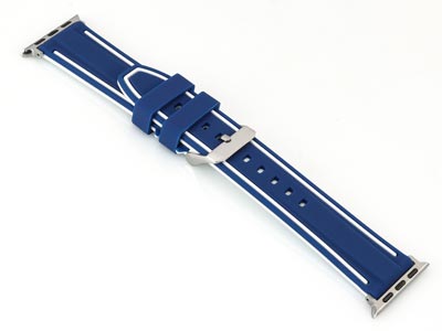 Navy And White Dual Tone Silicone  Strap For Apple Watch, Compatible  With 38/40/41mm Models - Standard Image - 2