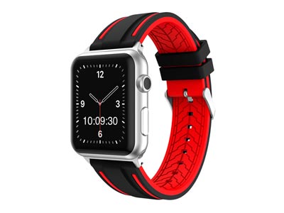 Black And Red Dual Tone Silicone   Strap For Apple Watch, Compatible  With 38/40/41mm Models - Standard Image - 1