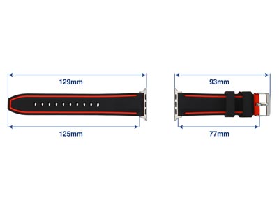 Black And Red Dual Tone Silicone   Strap For Apple Watch, Compatible  With 38/40/41mm Models - Standard Image - 4