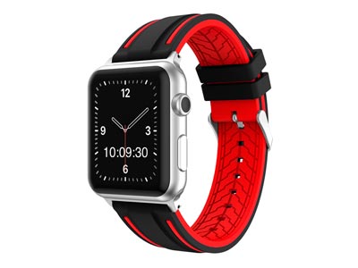 Black And Red Dual Tone Silicone   Strap For Apple Watch, Compatible  With 42/44/45/49mm Models - Standard Image - 1