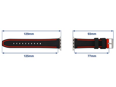 Black And Red Dual Tone Silicone   Strap For Apple Watch, Compatible  With 42/44/45/49mm Models - Standard Image - 4