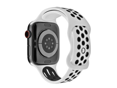 White And Black Dual Tone Silicone Strap For Apple Watch, Compatible  With 384041mm Models