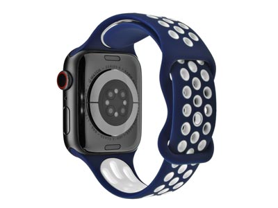 Navy Blue And White Dual Tone      Silicone Strap For Apple Watch,    Compatible With 384041mm Models
