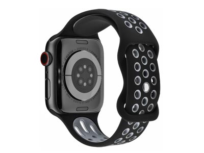Black And Grey Dual Tone Silicone  Strap For Apple Watch, Compatible  With 384041mm Models