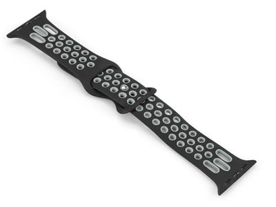 Black And Grey Dual Tone Silicone  Strap For Apple Watch, Compatible  With 38/40/41mm Models - Standard Image - 2