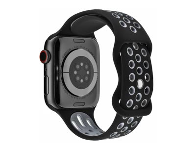 Black And Grey Dual Tone Silicone  Strap For Apple Watch, Compatible  With 42444549mm Models
